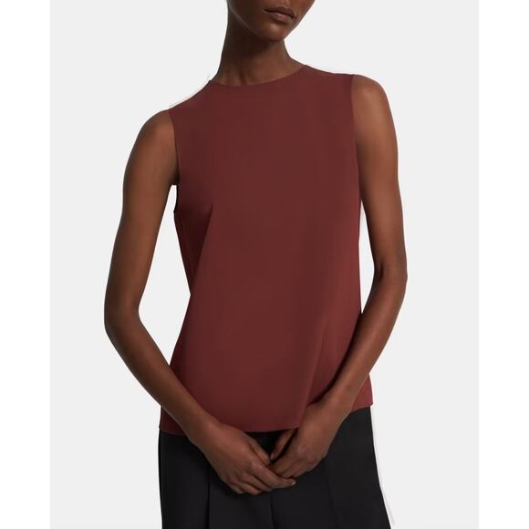 Theory Tops - THEORY Straight Shell Top Womens Medium Rust Brown Core Silk Sleeveless Layering